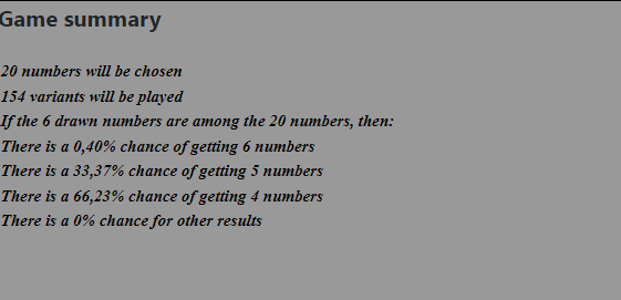 20 numbers