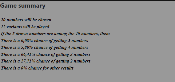 20 numbers